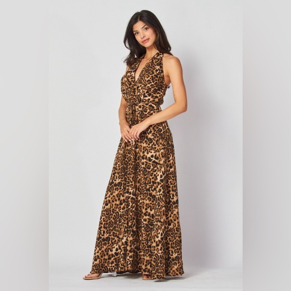19. Leopard Print Halter Maxi Dress - Picture 3 of 5